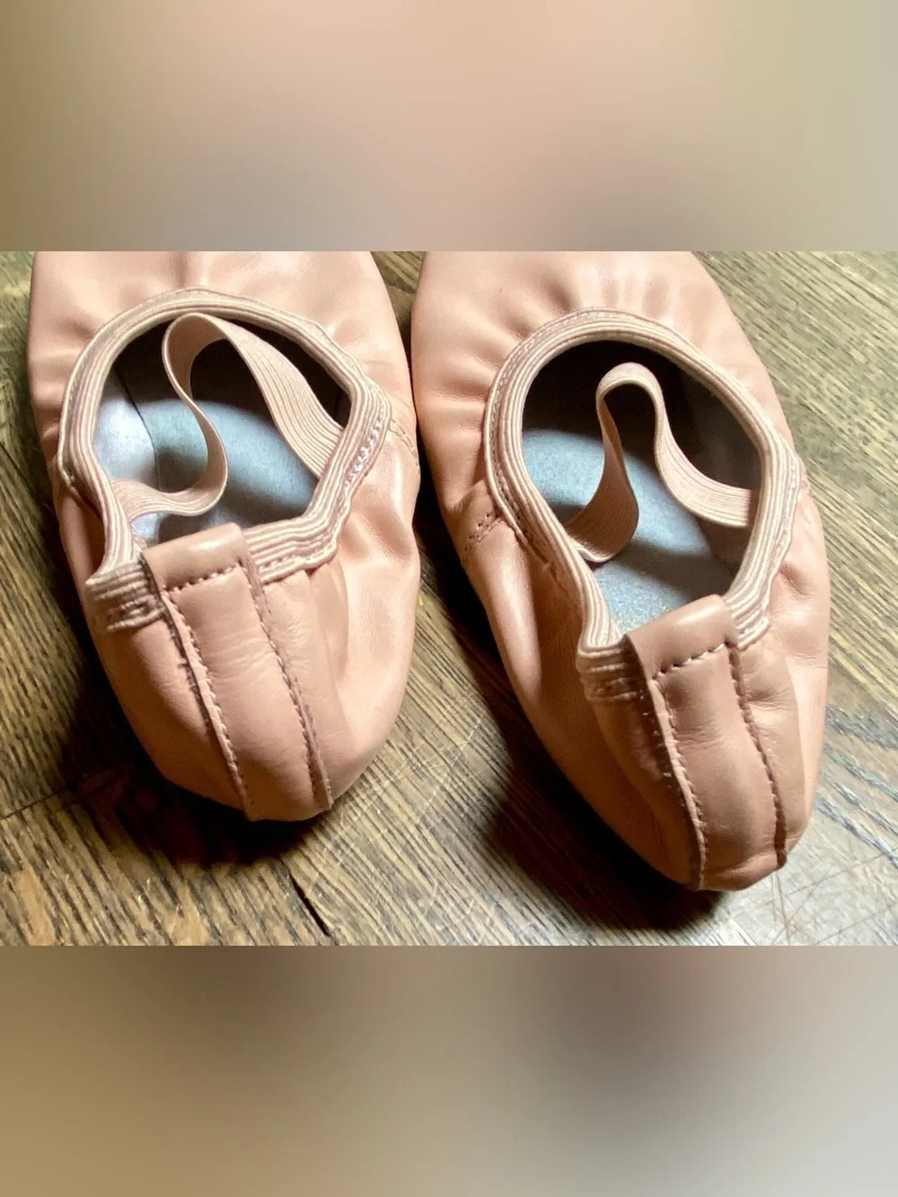 Girls Leather Pink/nude Ballet Flats with Elastic Strap